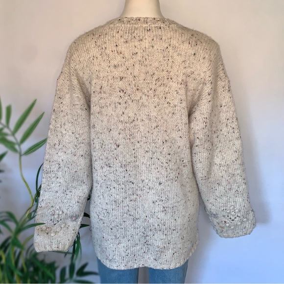v i n t a g e :: Long Plaid Floral Embroidered Granny Knit Sweater - Picture 5 of 11